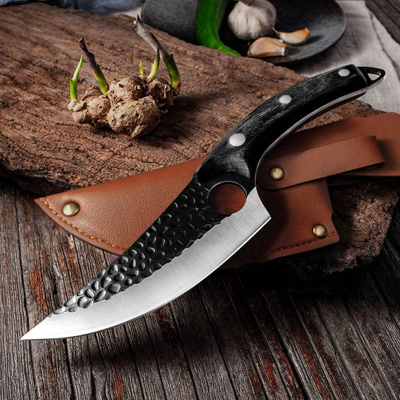 Professional Stainless Steel Boning Knife - Handmade Forged Chef's Knife for Meat, Fish & Outdoor Cooking