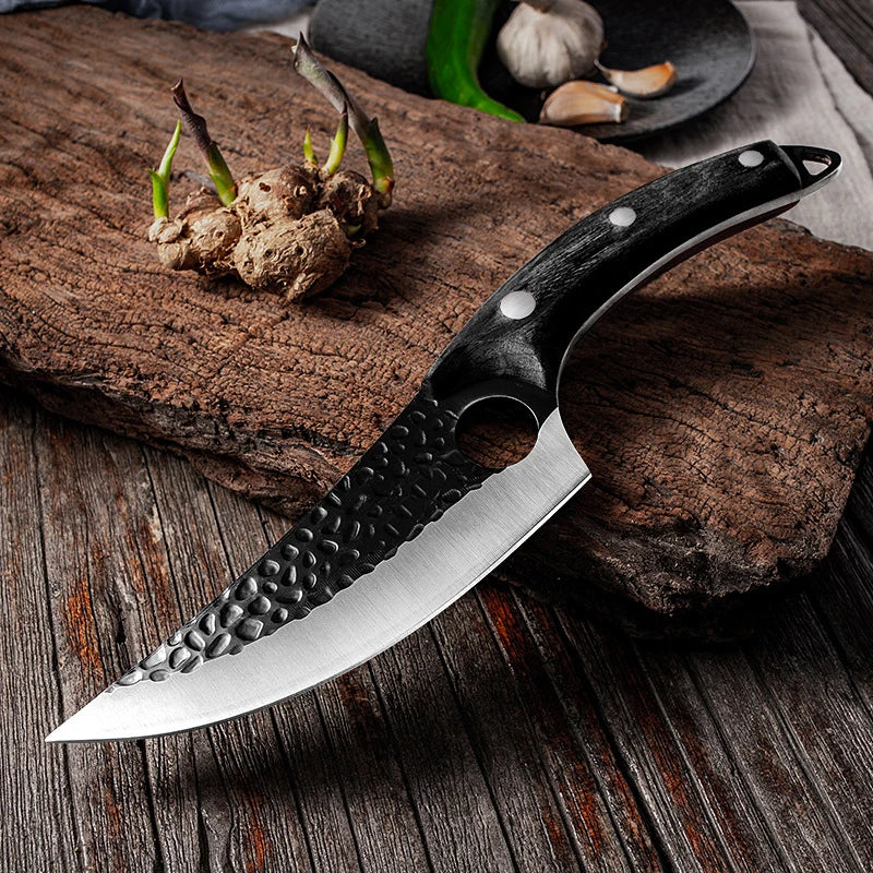 Professional Stainless Steel Boning Knife - Handmade Forged Chef's Knife for Meat, Fish & Outdoor Cooking