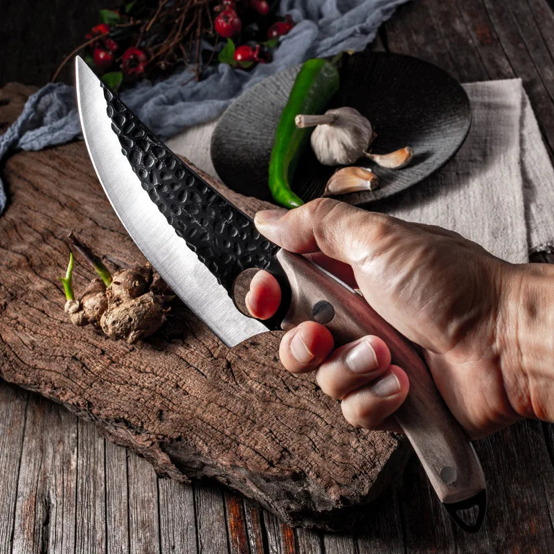 Professional Stainless Steel Boning Knife - Handmade Forged Chef's Knife for Meat, Fish & Outdoor Cooking