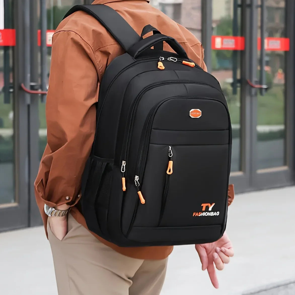 Large Capacity Waterproof School Backpack – Adjustable Laptop Bag for Men
