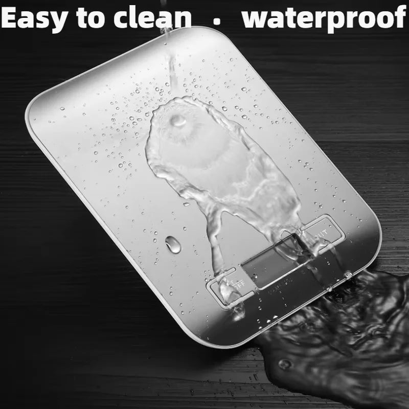 Professional Digital Kitchen Scale 5kg Capacity - Waterproof Stainless Steel Food Scale with LCD Display, High-Precision 1g Accuracy for Cooking & Baking