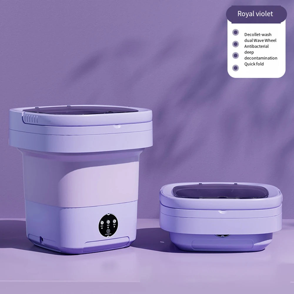 6L/11L Folding Portable Washing Machine with Spin Dryer – Mini Ultrasonic Washer for Clothes, Underwear, and Socks | Travel & Home Use | 110V/220V