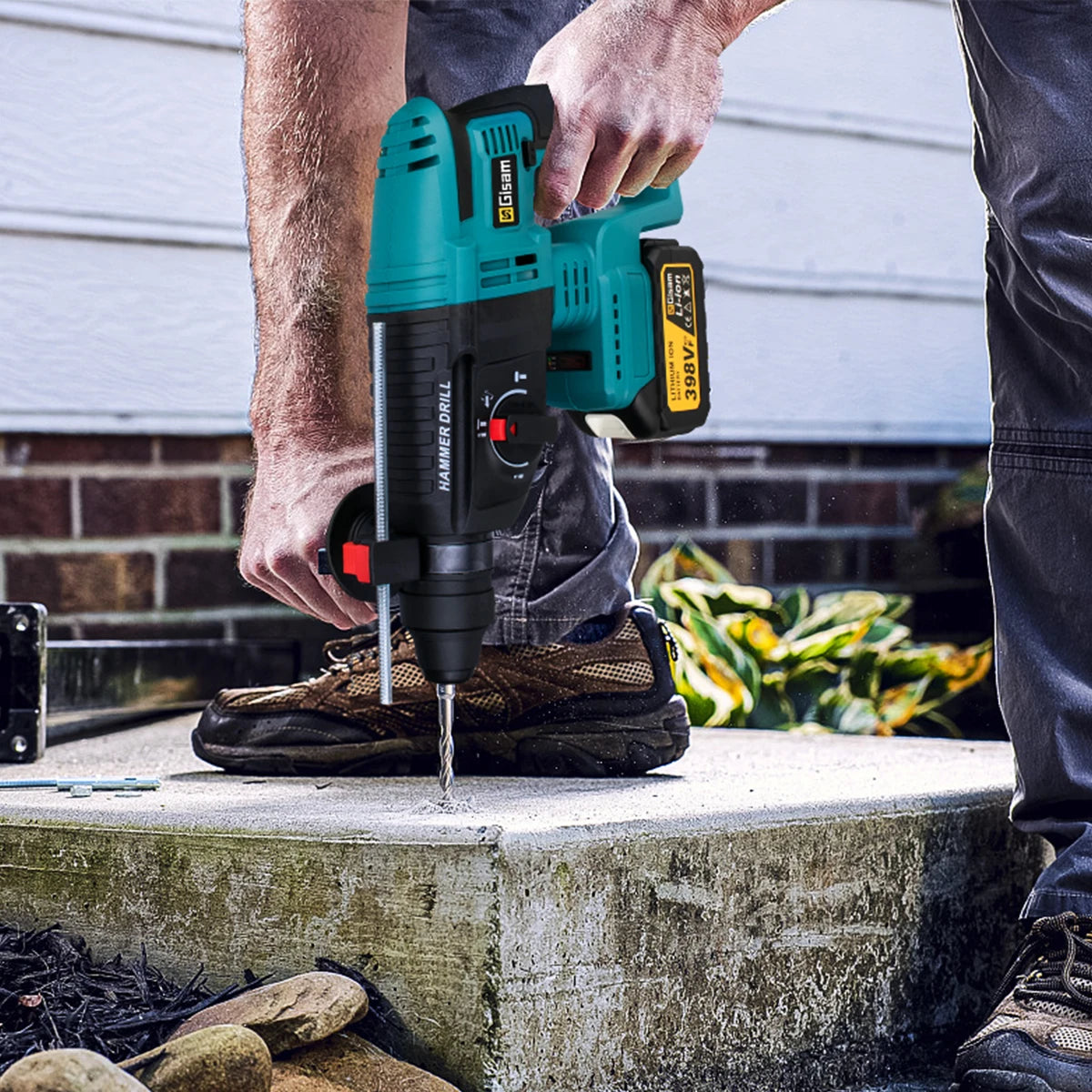 GISAM 26MM Brushless Electric Hammer Drill - Multifunctional Cordless Rotary Impact Tool (Tool Only - Makita 18V Battery Compatible)