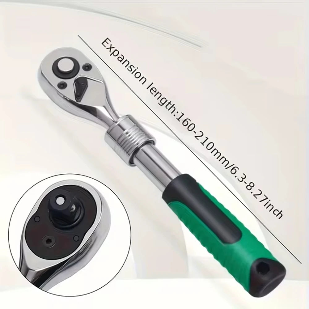 Professional Multi-Drive Retractable Ratchet - 1/4", 3/8" & 1/2" Drive with 72-Tooth Precision