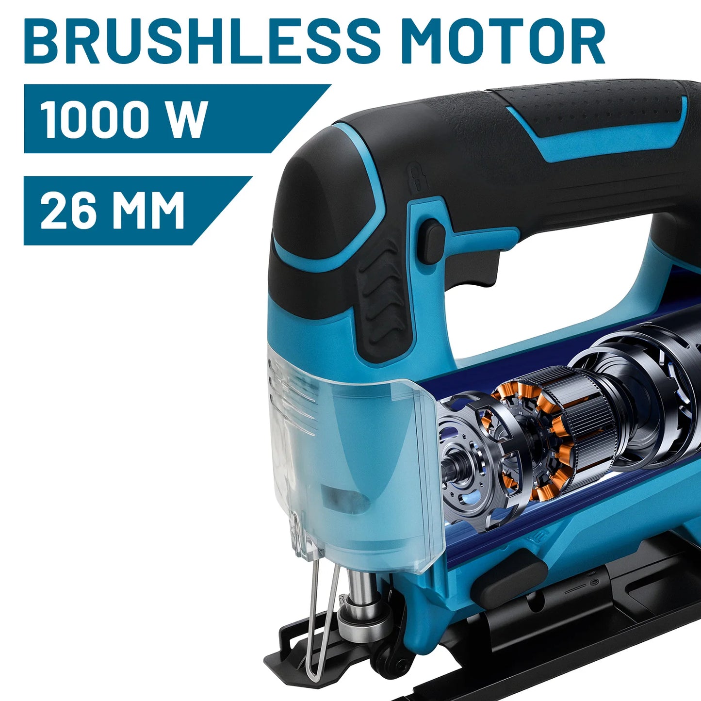GISAM 26mm Cordless Electric Jigsaw - Portable Multi-Function Wood Cutting Saw (Tool Only - Makita 18V Battery Compatible)