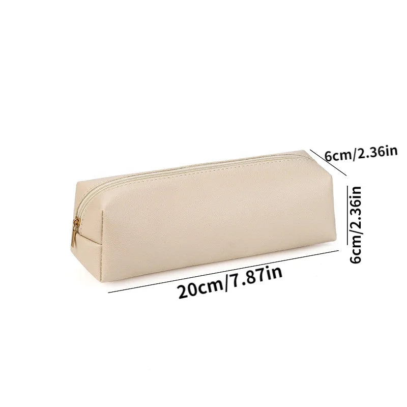 PU Leather Large Capacity Pencil Case – Korean Stationery Organizer