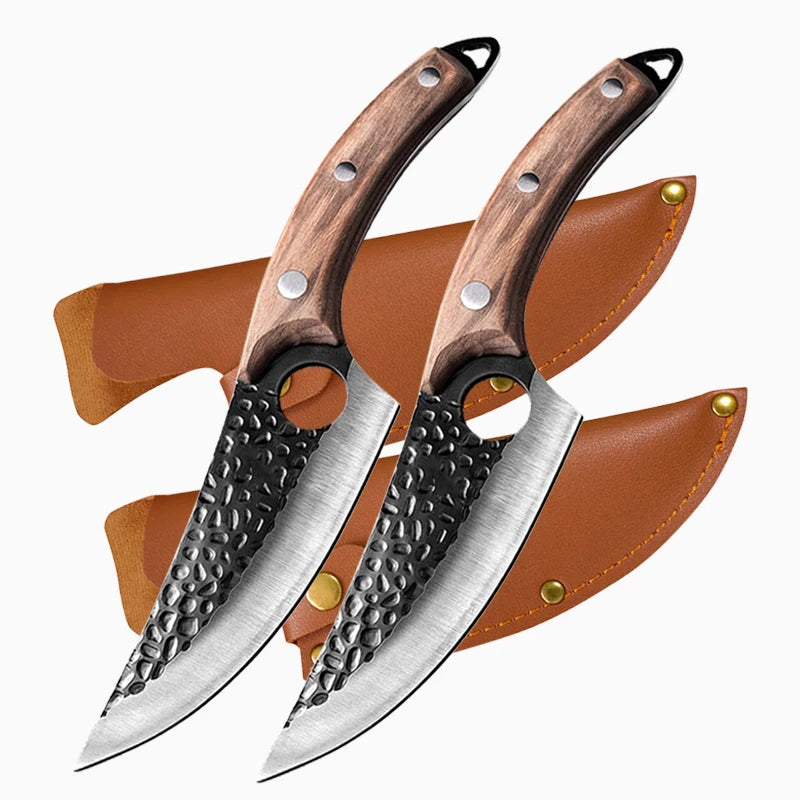 Professional Stainless Steel Boning Knife - Handmade Forged Chef's Knife for Meat, Fish & Outdoor Cooking