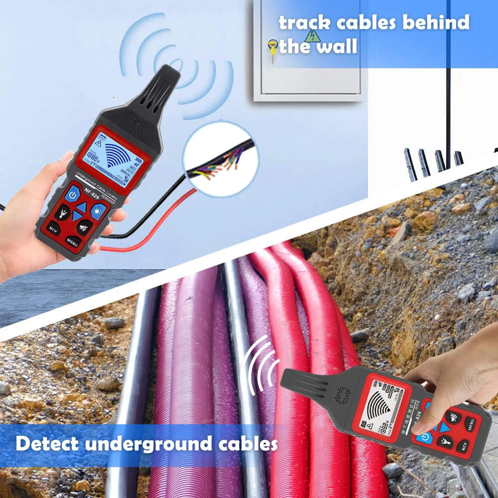 Noyafa NF-826 Professional Underground Cable Tracker - Anti-Interference Wire Locator & Pipe Detector