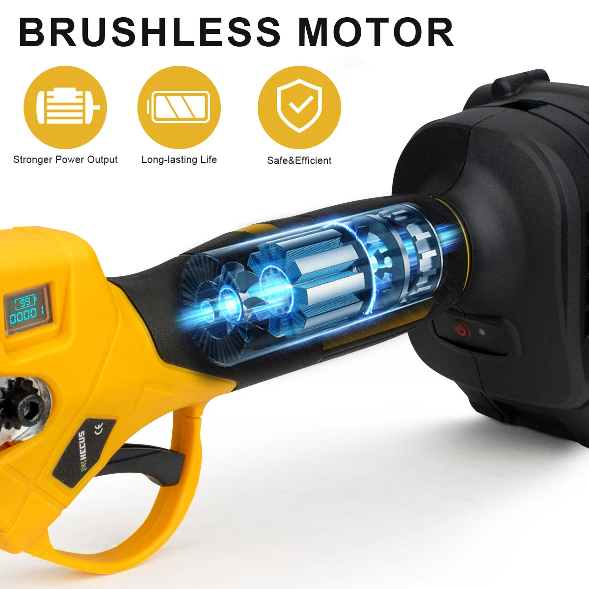 GISAM 30mm Brushless Electric Pruning Shears - 2-Speed Cordless Garden Scissors for Tree & Bonsai Care (Tool Only - Makita 18V Battery Compatible)