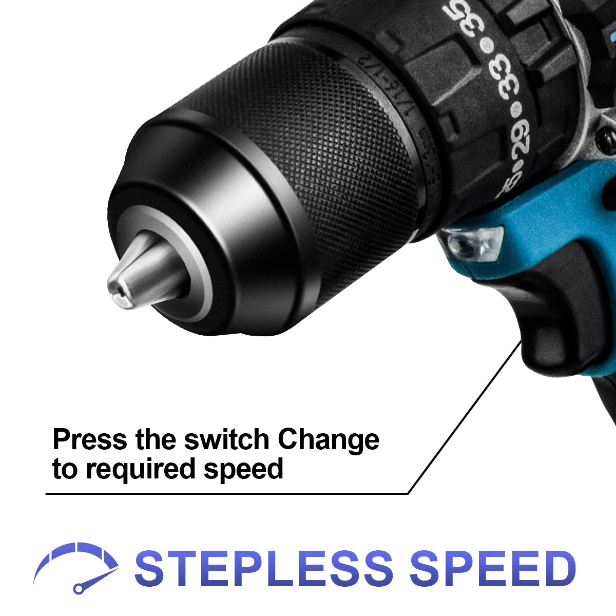Gisam 65N.m Brushless Cordless Impact Drill - 13mm Chuck with 35+3 Torque Settings (Tool Only - Makita 18V Battery Compatible)