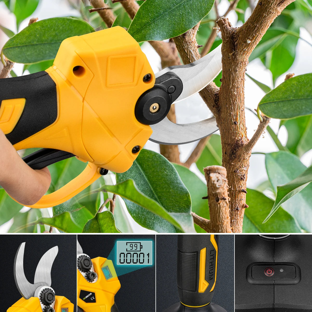 GISAM 30mm Brushless Electric Pruning Shears - 2-Speed Cordless Garden Scissors for Tree & Bonsai Care (Tool Only - Makita 18V Battery Compatible)