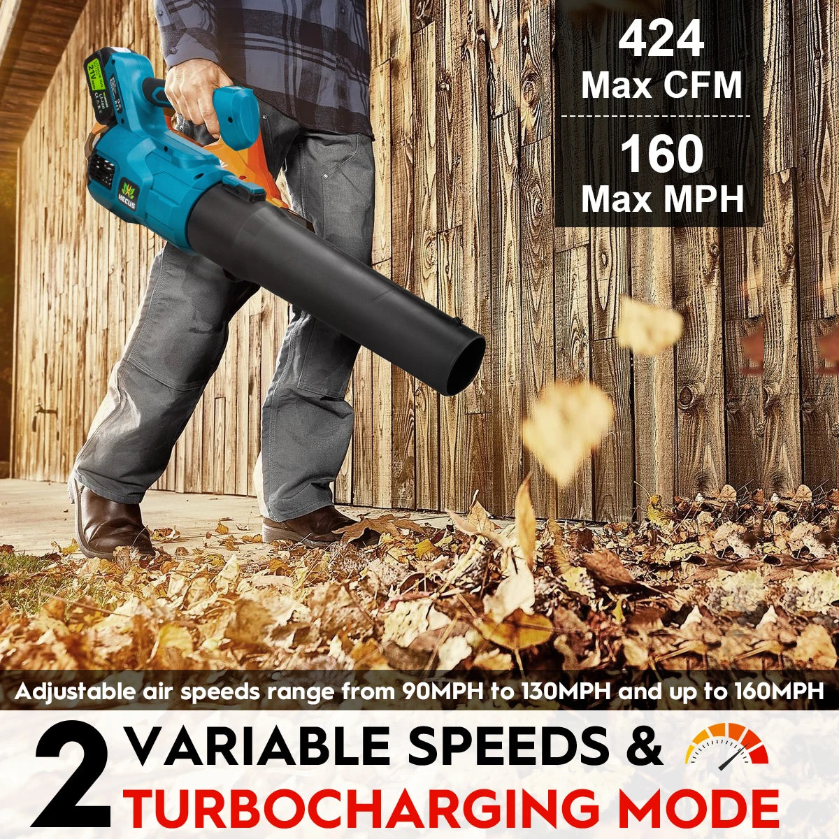 GISAM Brushless Electric Turbo Blower - 2-Speed Cordless Leaf & Snow Blower for Cleaning (Tool Only - Makita 18V Battery Compatible)