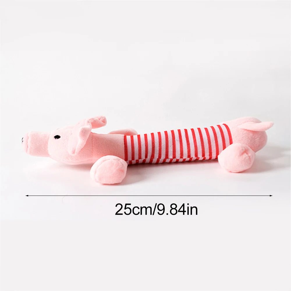Premium Stuffing-Free Dog Toy with Multi-Squeakers - Durable Plush Animal Design with Crinkle Sound, Interactive Squeaky Chew Toy for Dogs