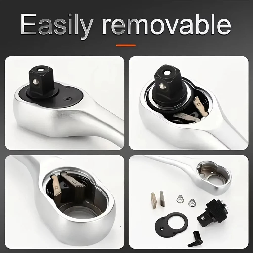 Professional Multi-Drive Retractable Ratchet - 1/4", 3/8" & 1/2" Drive with 72-Tooth Precision