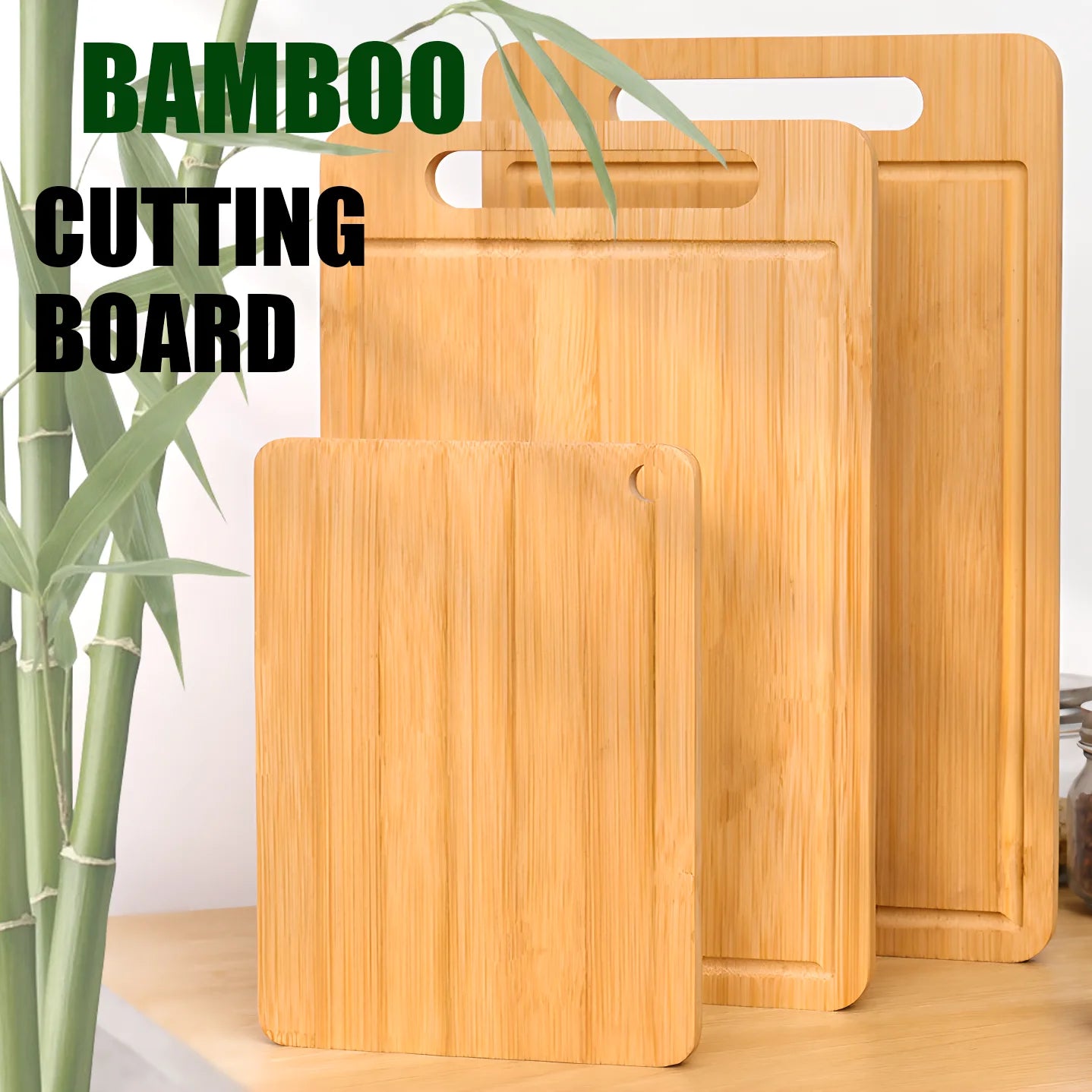 Premium Bamboo Wooden Cutting Board - Thickened Kitchen Chopping Board for Meat, Vegetables & Fruit Preparation