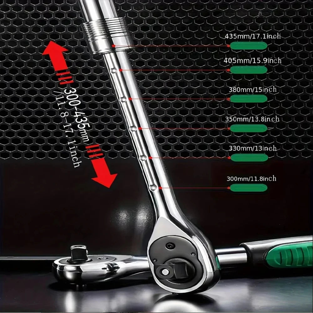 Professional Multi-Drive Retractable Ratchet - 1/4", 3/8" & 1/2" Drive with 72-Tooth Precision