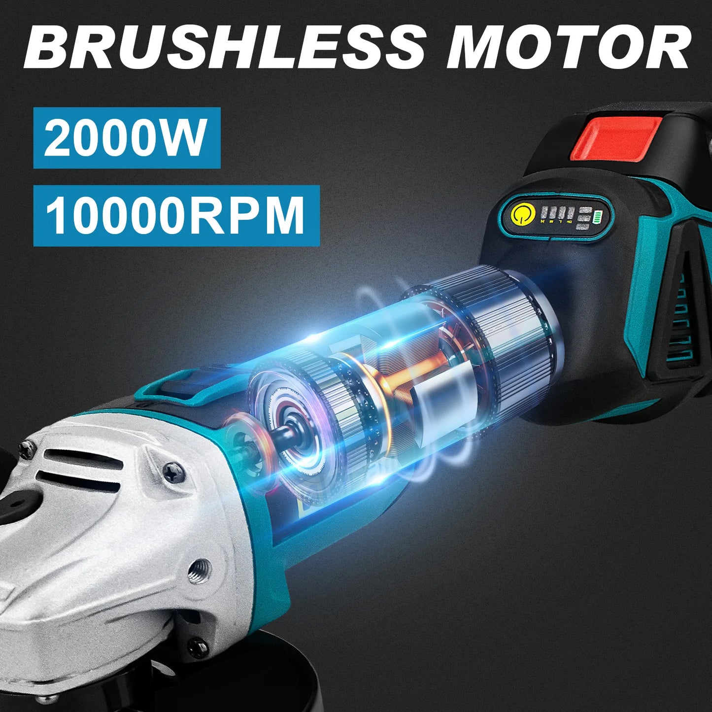 GISAM 125mm Brushless Cordless Angle Grinder - M14 Thread Cutting Machine (Tool Only - Makita 18V Battery Compatible)