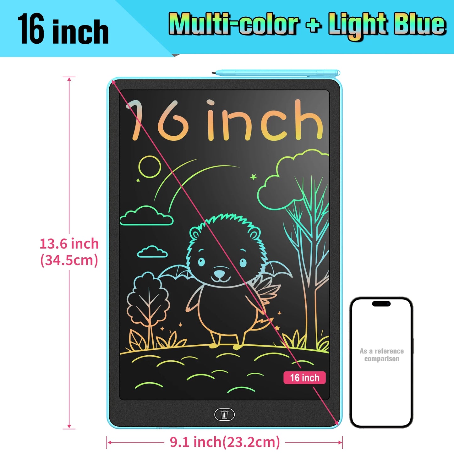 16-Inch LCD Writing Tablet – Large Electronic Drawing Board with Colorful, Erasable Screen – Perfect Educational Toy for Kids