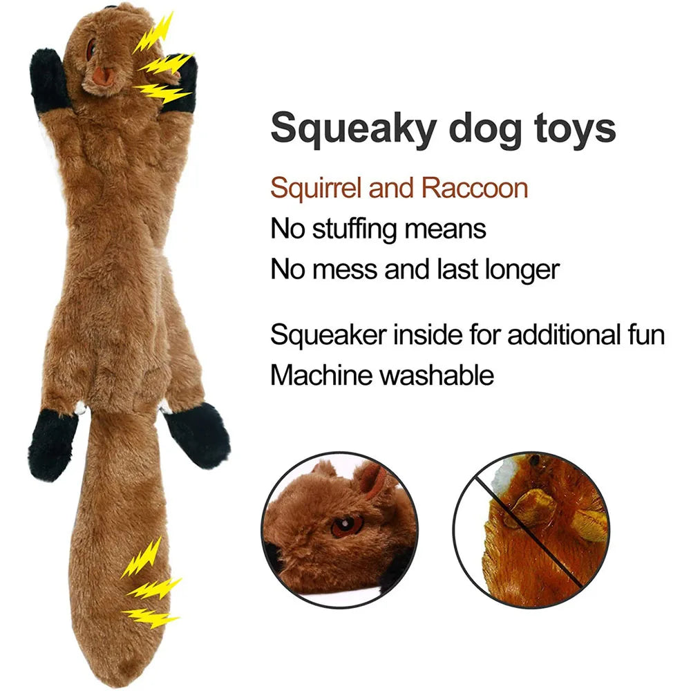 Premium Stuffing-Free Dog Toy with Multi-Squeakers - Durable Plush Animal Design with Crinkle Sound, Interactive Squeaky Chew Toy for Dogs
