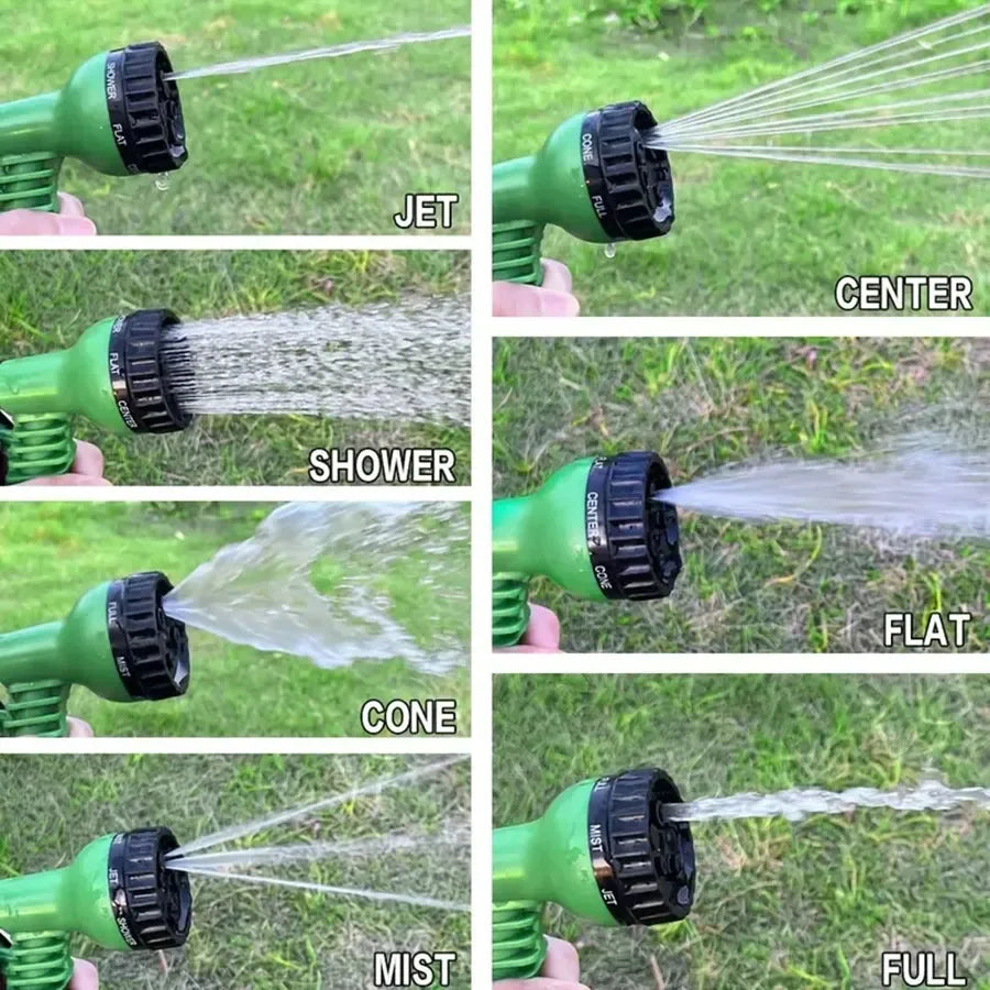 Expandable Magic Hose 25FT-200FT Lightweight Design Durable Materials W/ 7 Water Spraying Functions Hose Nozzle