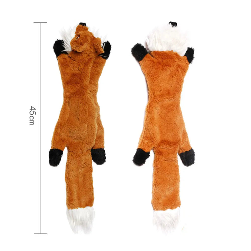 Premium Stuffing-Free Dog Toy with Multi-Squeakers - Durable Plush Animal Design with Crinkle Sound, Interactive Squeaky Chew Toy for Dogs