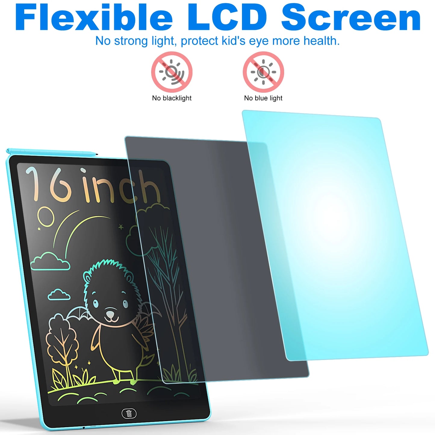 16-Inch LCD Writing Tablet – Large Electronic Drawing Board with Colorful, Erasable Screen – Perfect Educational Toy for Kids