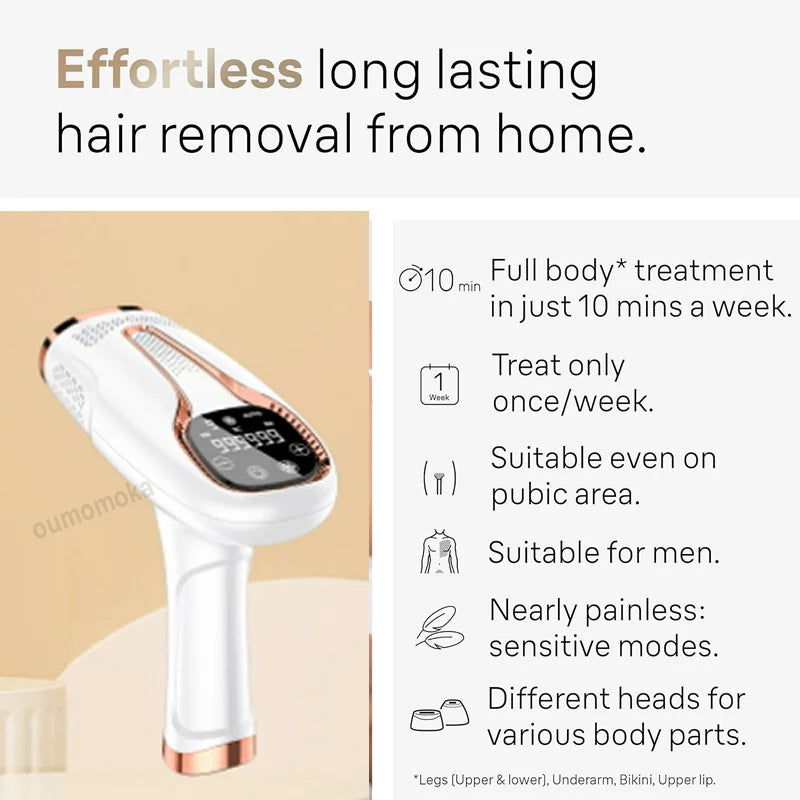 All-in-One IPL Laser Hair Removal & Grooming Device – Permanent Epilator, Shaver & Hair Straightener