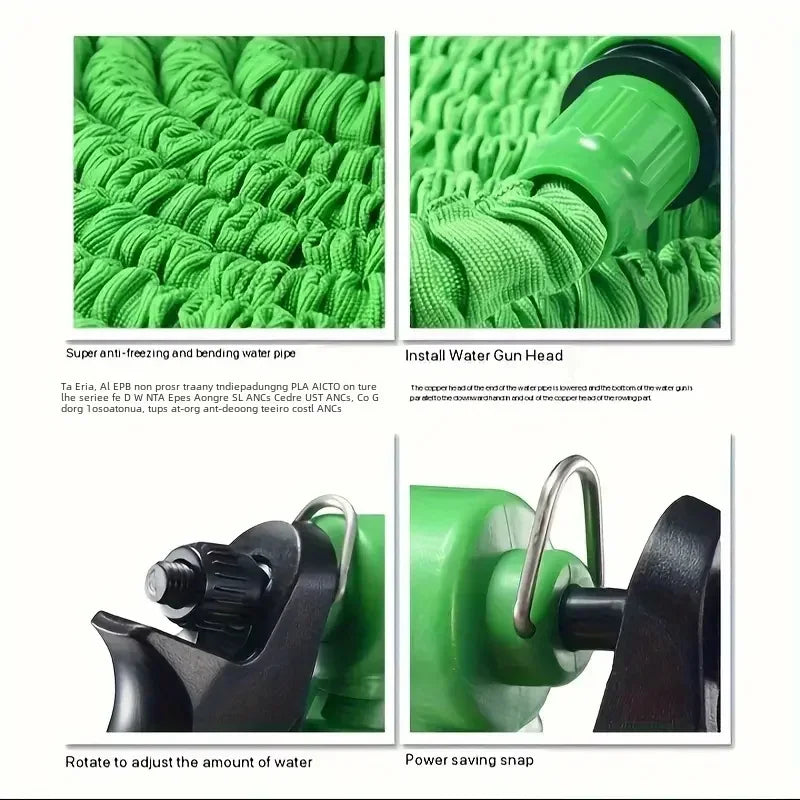 Expandable Magic Hose 25FT-200FT Lightweight Design Durable Materials W/ 7 Water Spraying Functions Hose Nozzle