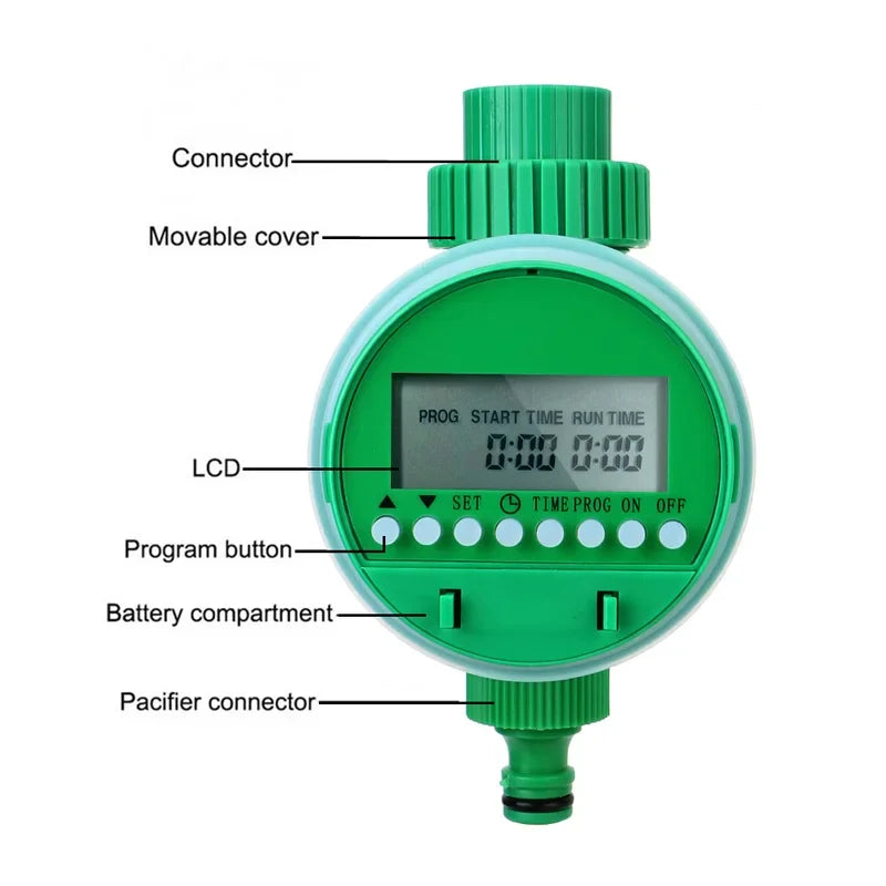 Smart Garden Irrigation Controller - LCD Display Automatic Watering Timer with Electronic Valve Control