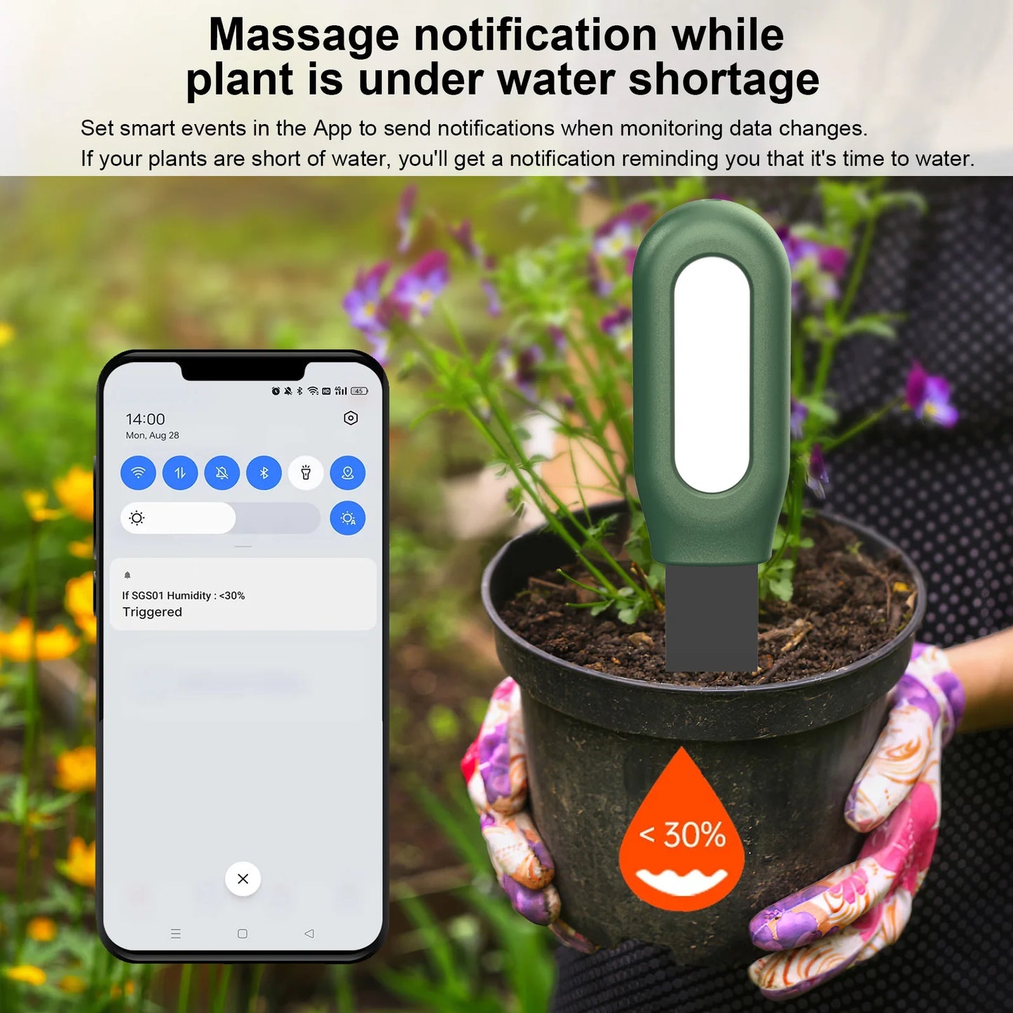 Haozee Smart Zigbee Soil Monitor - WiFi Plant Care System with Temperature & Humidity Detection for Garden Automation