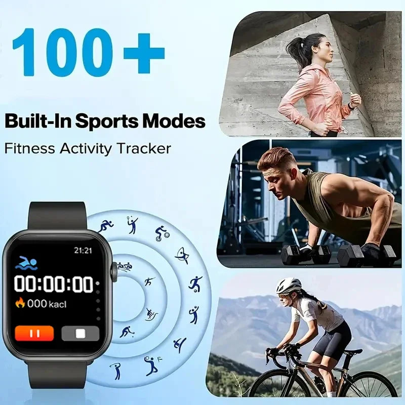 TechSync X1 Smartwatch - 1.73" OLED Health Monitor with Bluetooth 5.0