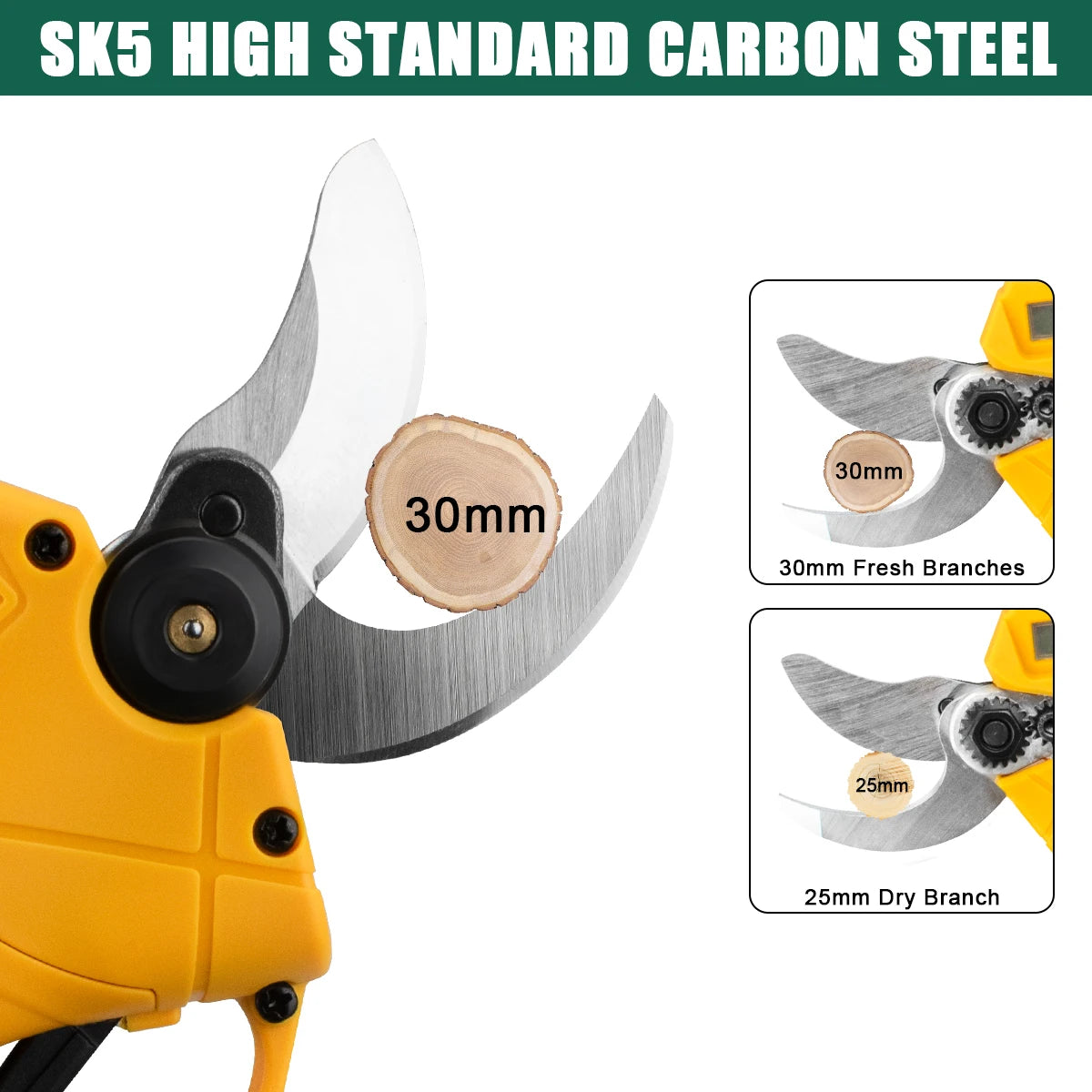 GISAM 30mm Brushless Electric Pruning Shears - 2-Speed Cordless Garden Scissors for Tree & Bonsai Care (Tool Only - Makita 18V Battery Compatible)