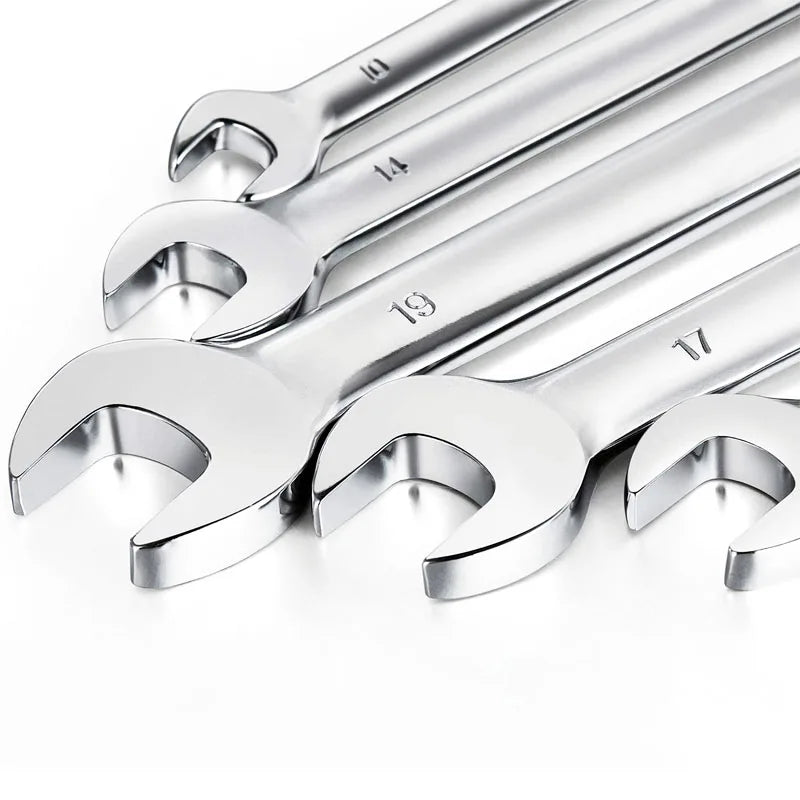 Professional Ratcheting Combination Wrench Set - CR-V Steel 12-Point Box End Metric Sizes (4 or 5-Piece Options)