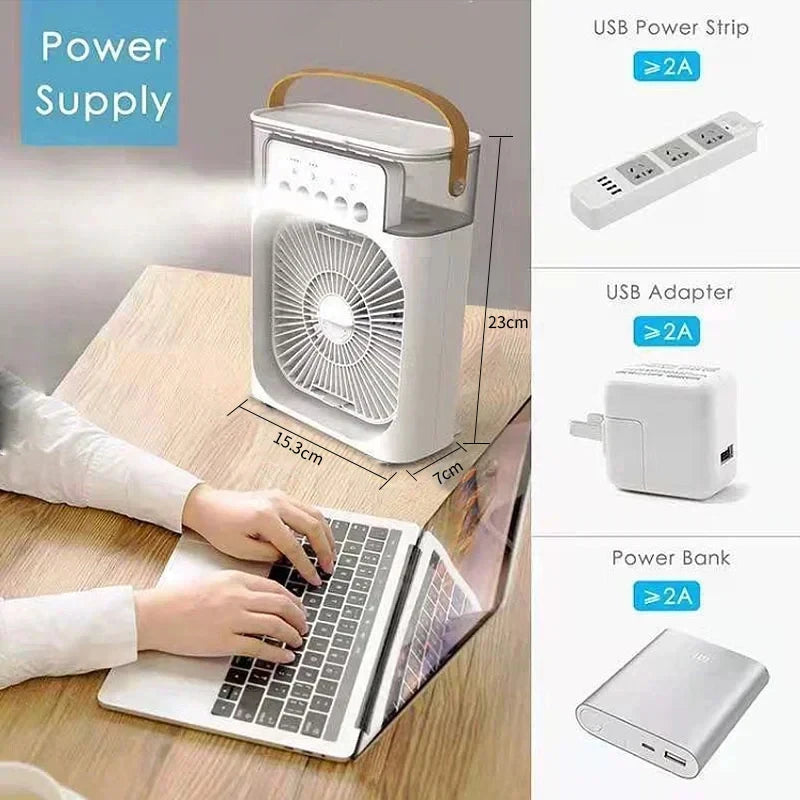 3-in-1 Multifunction Air Conditioner- Humidifying Fan with LED Mood Light