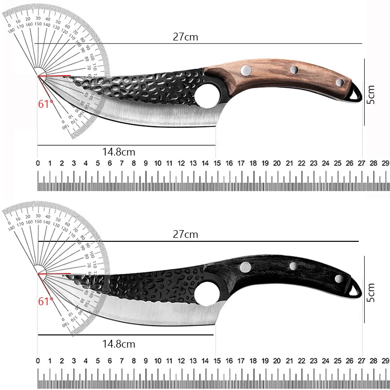 Professional Stainless Steel Boning Knife - Handmade Forged Chef's Knife for Meat, Fish & Outdoor Cooking