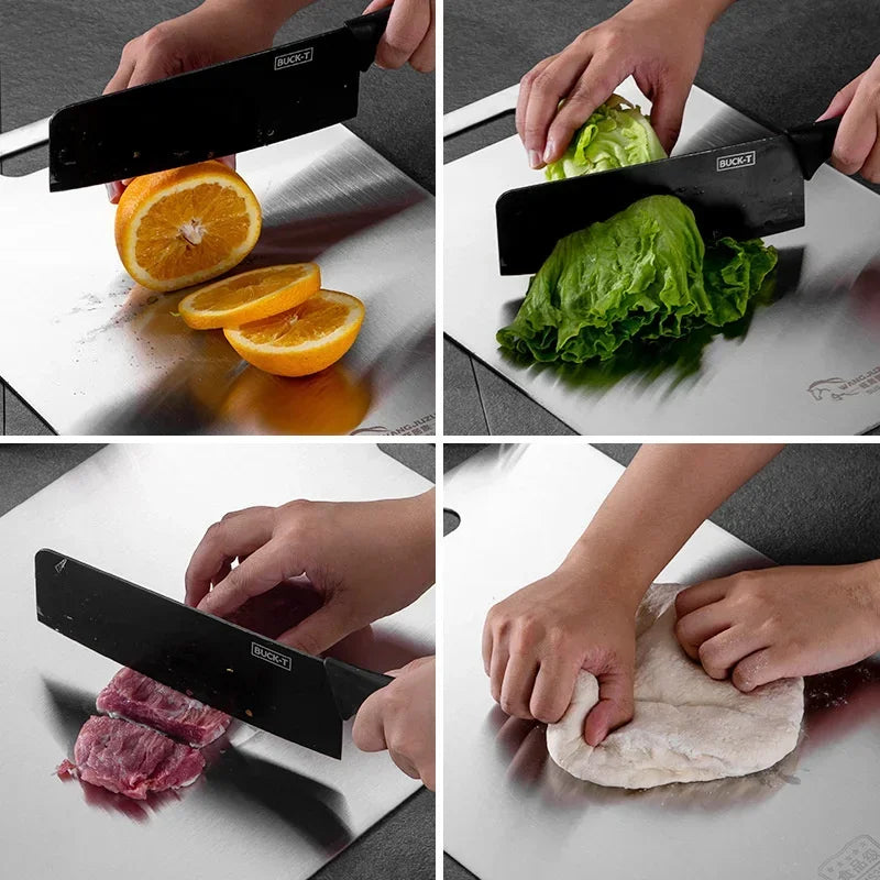 Premium Stainless Steel Thickened Cutting Board - Antibacterial & Mildew-Proof Kitchen Chopping Board for Fruit, Vegetable & Dough Preparation