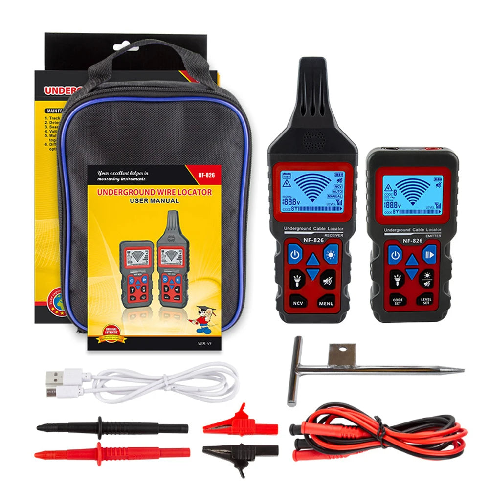 Noyafa NF-826 Professional Underground Cable Tracker - Anti-Interference Wire Locator & Pipe Detector