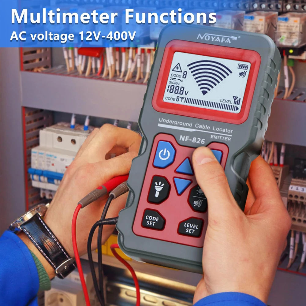 Noyafa NF-826 Professional Underground Cable Tracker - Anti-Interference Wire Locator & Pipe Detector