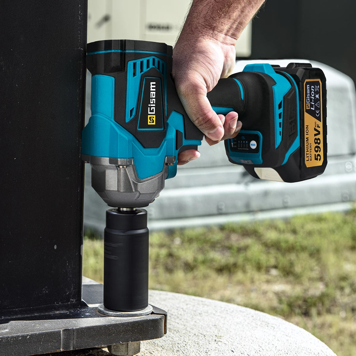 Gisam 1200N.m High-Torque Brushless Impact Wrench - 1/2" Drive Cordless Power Tool (Tool Only - Makita 18V Battery Compatible)