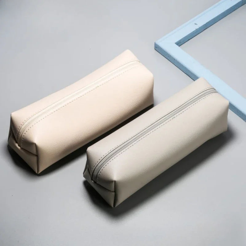 PU Leather Large Capacity Pencil Case – Korean Stationery Organizer