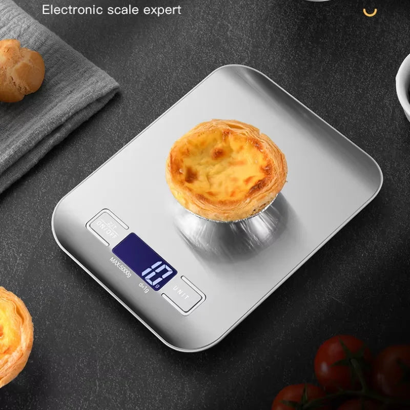 Professional Digital Kitchen Scale 5kg Capacity - Waterproof Stainless Steel Food Scale with LCD Display, High-Precision 1g Accuracy for Cooking & Baking