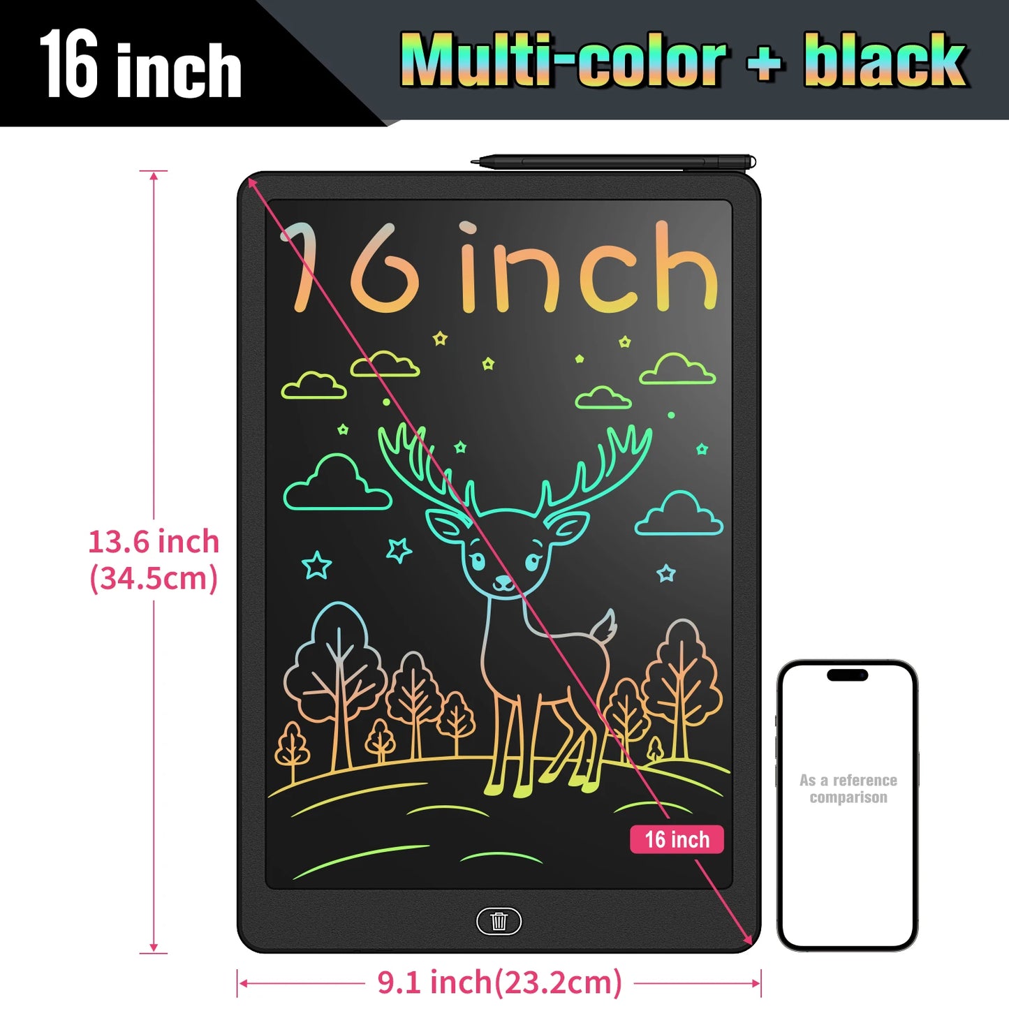 16-Inch LCD Writing Tablet – Large Electronic Drawing Board with Colorful, Erasable Screen – Perfect Educational Toy for Kids