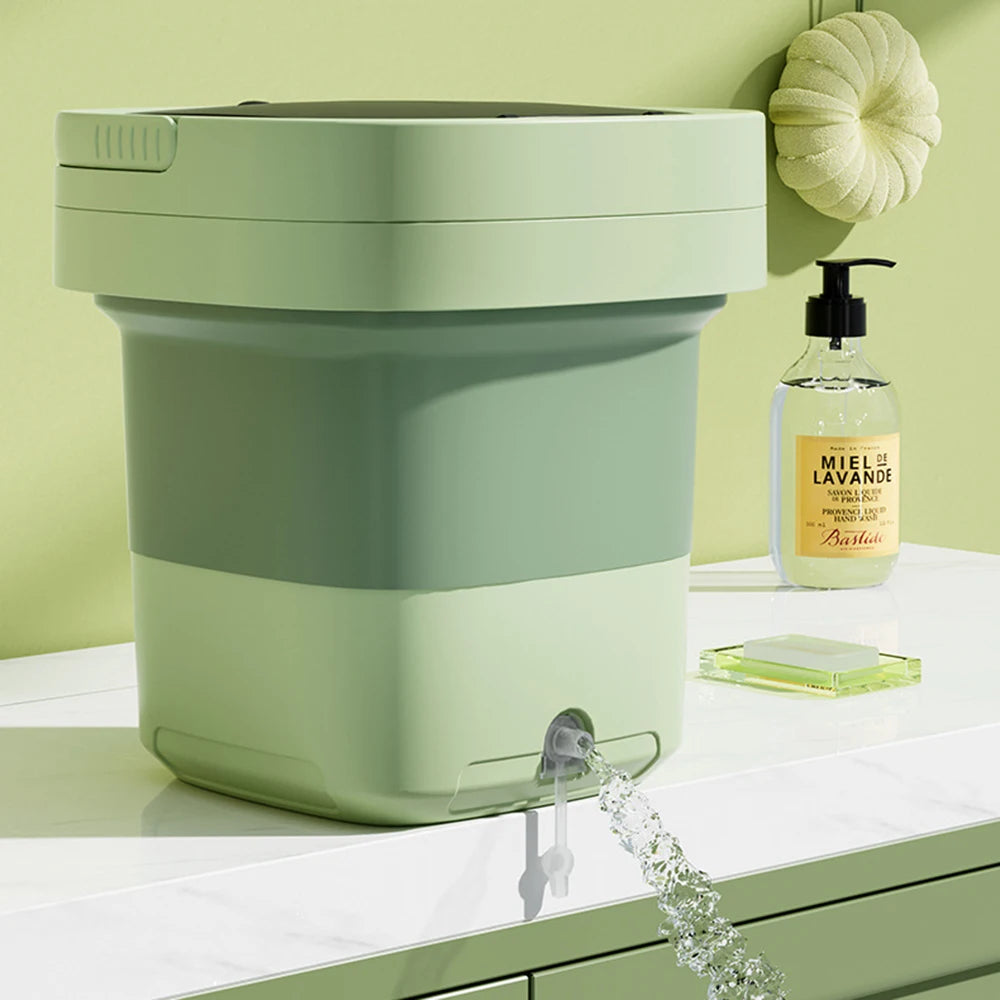 6L/11L Folding Portable Washing Machine with Spin Dryer – Mini Ultrasonic Washer for Clothes, Underwear, and Socks | Travel & Home Use | 110V/220V