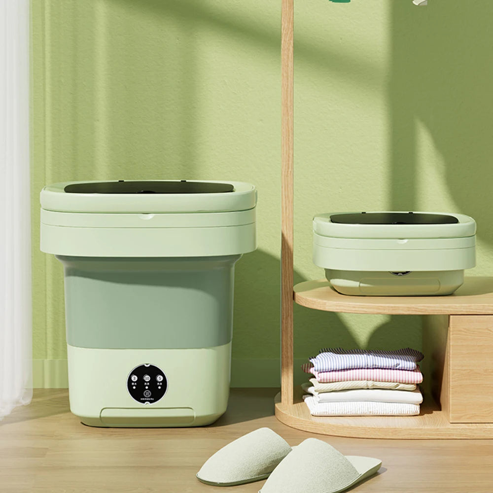 6L/11L Folding Portable Washing Machine with Spin Dryer – Mini Ultrasonic Washer for Clothes, Underwear, and Socks | Travel & Home Use | 110V/220V