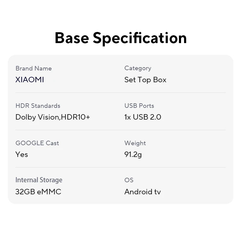 Xiaomi TV Box S 3rd Generation - 4K Ultra HD Smart Media Player with Google TV (32GB, WiFi 6, Bluetooth 5.2) - Global Version