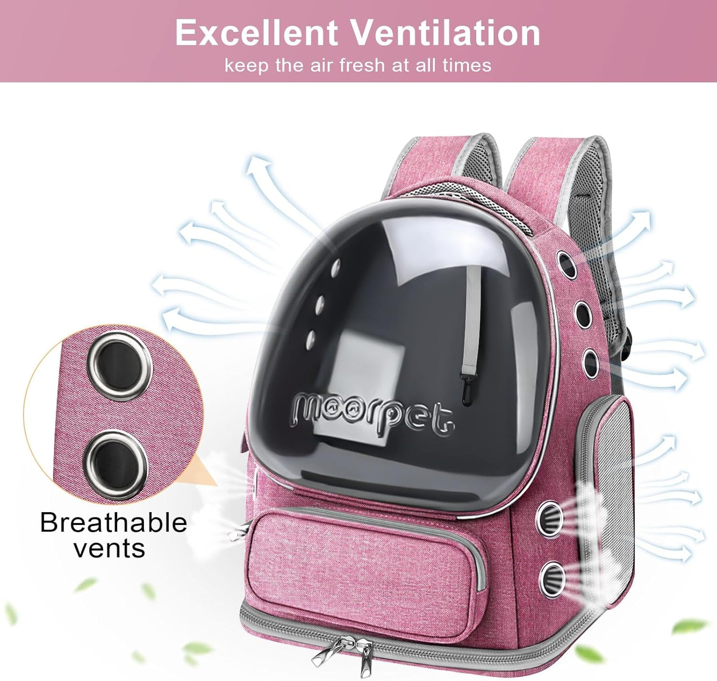 Cat Backpack Carrier, Breathable Cat Bubble Backpack Large Space Cat Carrier Backpack for Kitty Small Dog, Foldable Airline Approved Cat Backpack, Transparent Cat Travel Backpack up to 20 Lbs (Pink)