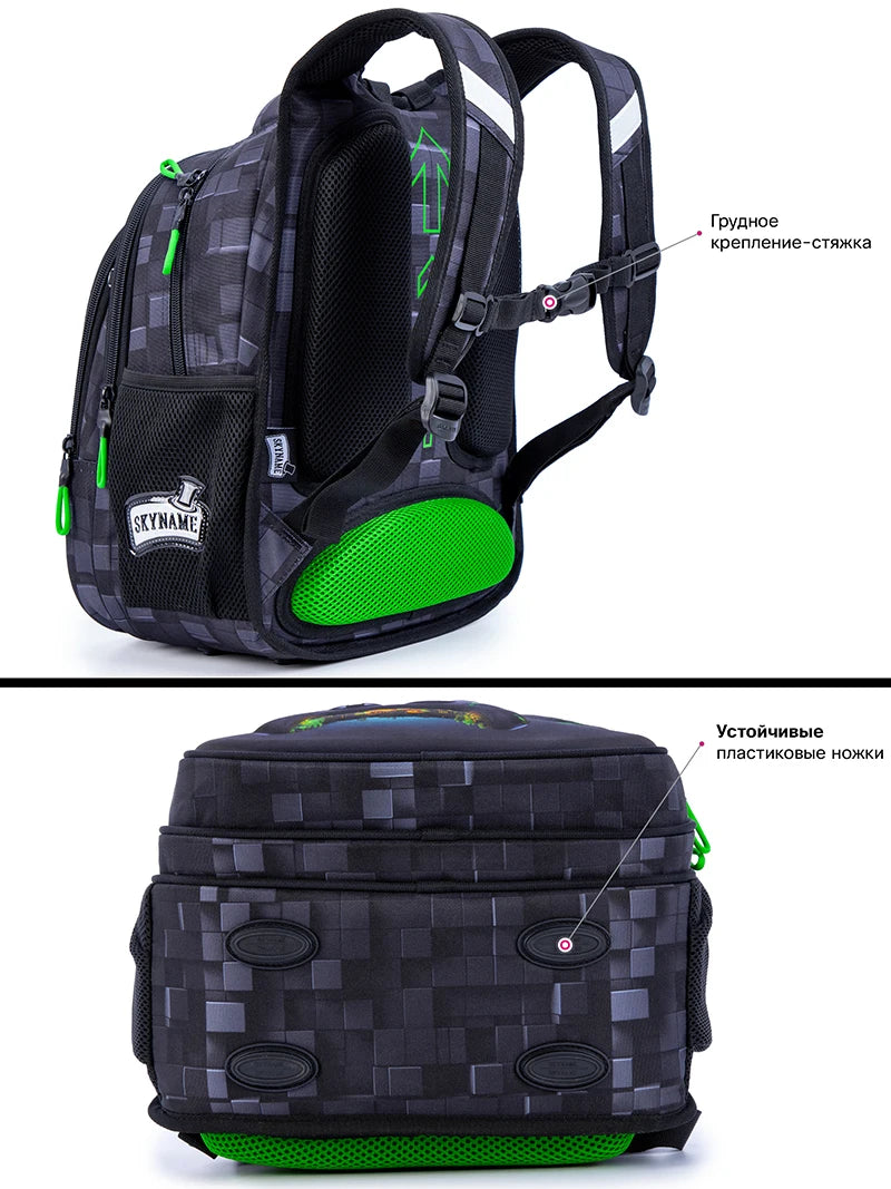 Space Explorer Waterproof School Backpack for Boys – Cartoon Gamer Edition