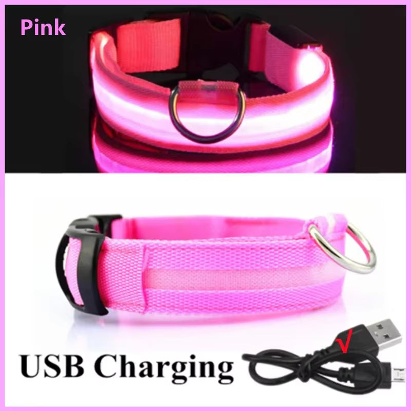 GlowSafe™ 3-in-1 LED USB Rechargeable Pet Collar – Adjustable Night Safety Collar for Dogs & Cats
