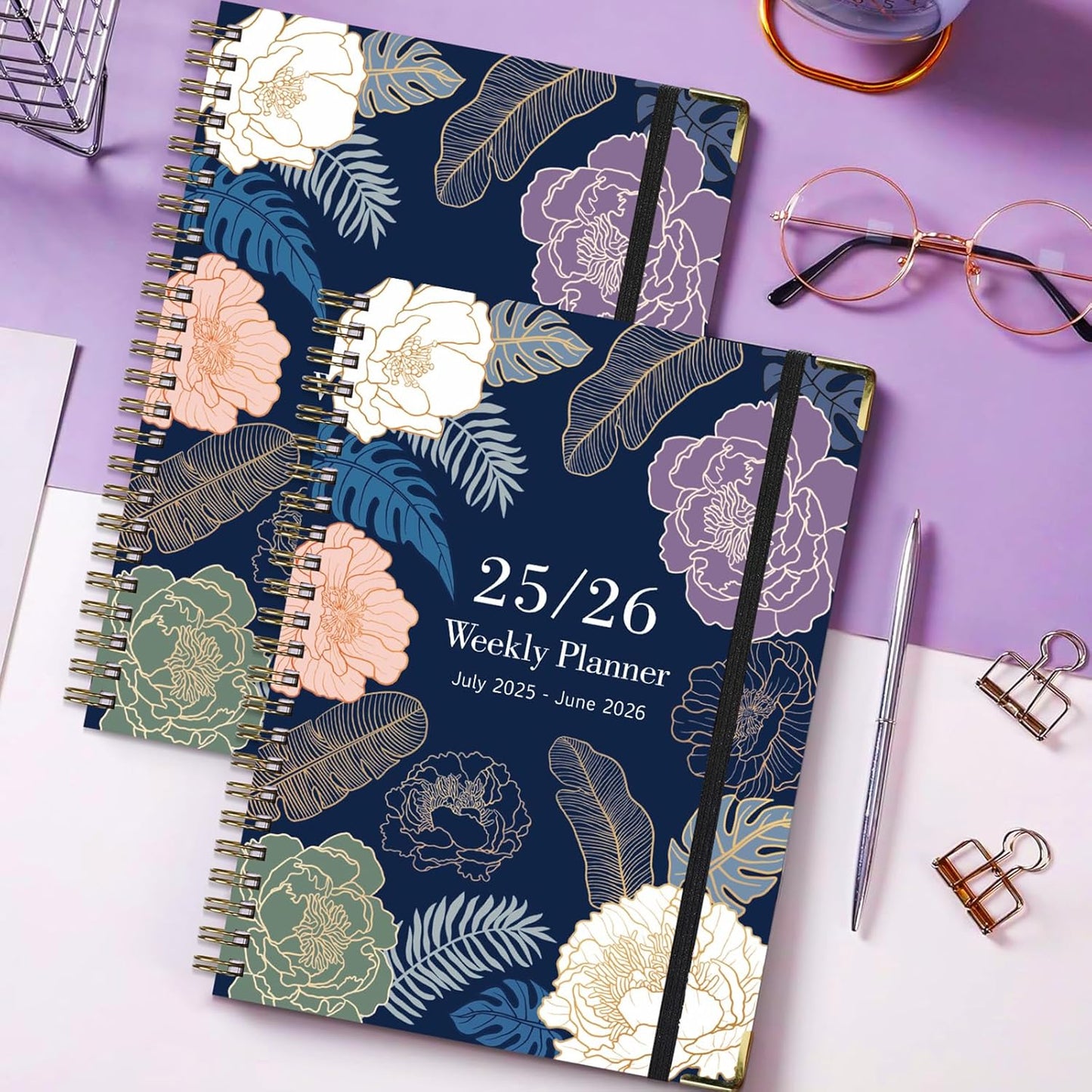 Planner 2025-2026,Agenda 2025-2026, July 2025 to June 2026 Monthly Weekly Calendar Planner with Month Tabs, 6.1" X 8.5" Hardcover Spiral Bound Cover for Daytimer Schedule Work School (A01)