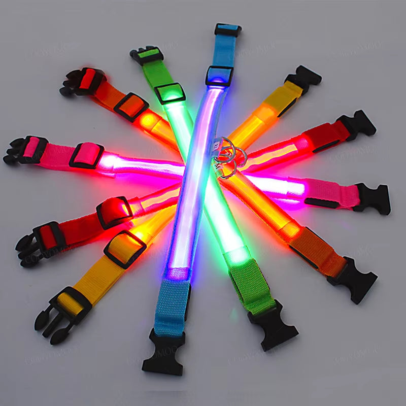 GlowSafe™ 3-in-1 LED USB Rechargeable Pet Collar – Adjustable Night Safety Collar for Dogs & Cats